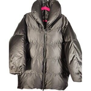 Ralph Lauren Black Label Puffer Jacket Sz 14 Womens Front Zip Pillow Neck